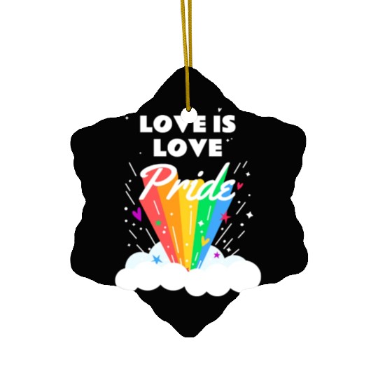 Love is Love Gay LGBTQ Flag Gay Lesbian Pride Ceramic Ornaments
