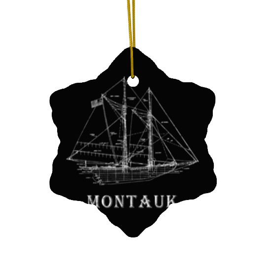 Sailboat Blueprint Montauk Ny Sailing Vacation Ceramic Ornaments