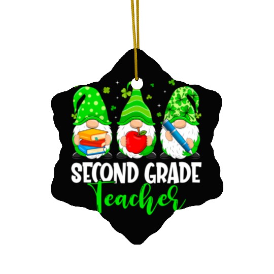 Gnomes 2Nd Grade Teacher Squad St Patric Day Ceramic Ornaments
