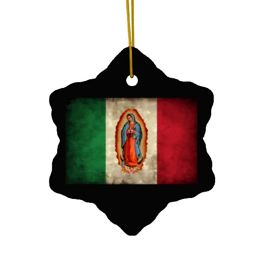Our Lady Virgen De Guadalupe Mecan Flag Ceramic Ornaments