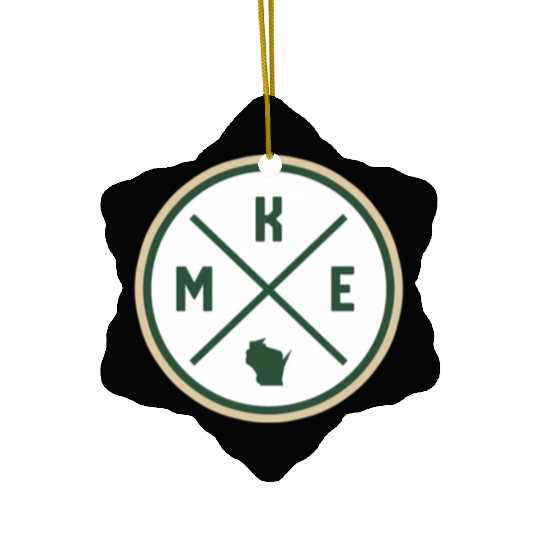 Milwaukee Circle Patch Green Ceramic Ornaments