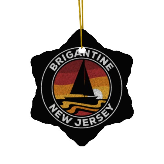 Brigantine New Jersey Sailboat 70S Sunset Ceramic Ornaments