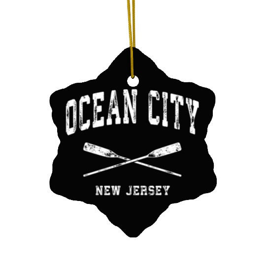 Ocean City New Jersey Nautical Crossed Oars Ceramic Ornaments