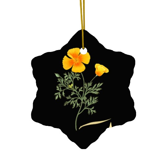 Californian Poppy Botaal Illustration Flower Ceramic Ornaments