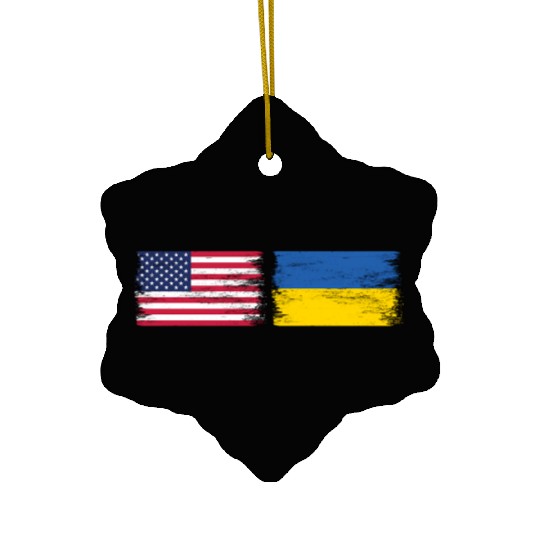 Ukrainian American Flag Ukraine Usa America Roots Ceramic Ornaments
