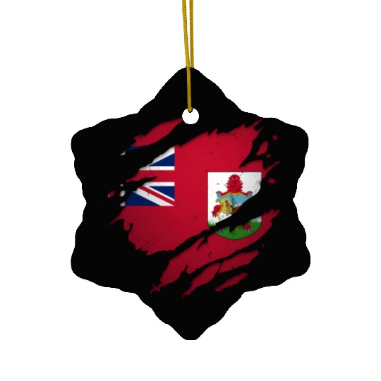 Proud Bermudians Torn Ripped Bermuda Flag Ceramic Ornaments