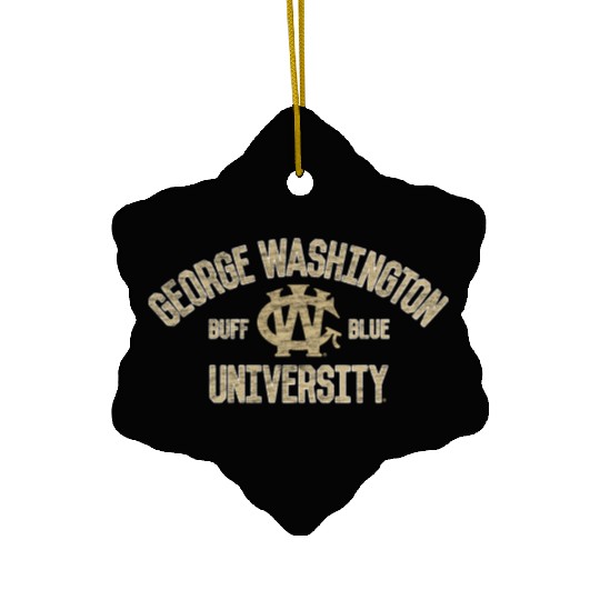 George Washington Colonials Arch Over Team Color Ceramic Ornaments