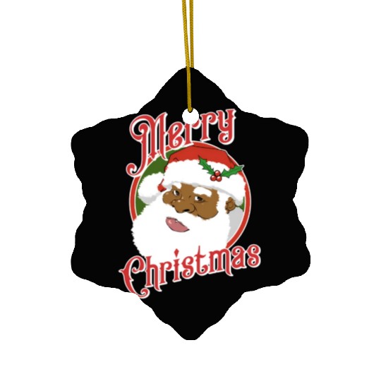 Black Merry African American Santa Claus Ceramic Ornaments
