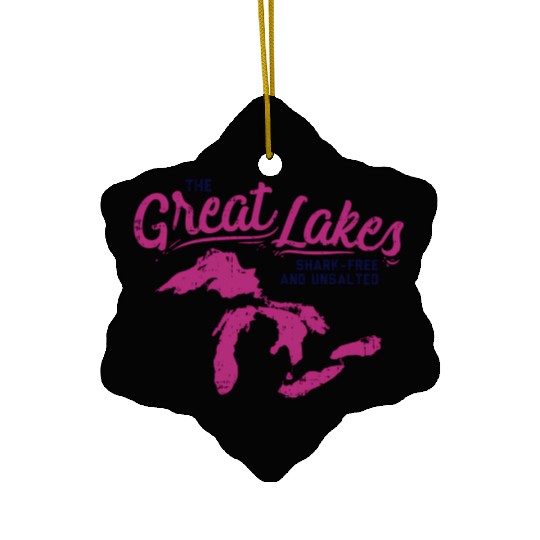 Great Lakes Shark Free Unsalted Summer Vacation Ceramic Ornaments