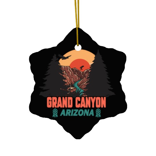Grand Canyon Arizonna National Park Illustration Ceramic Ornaments