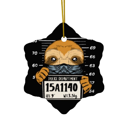 Sloth Mugshot Ceramic Ornaments