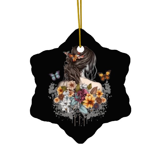 Butterfly Girl Lady of Butterflies Ceramic Ornaments