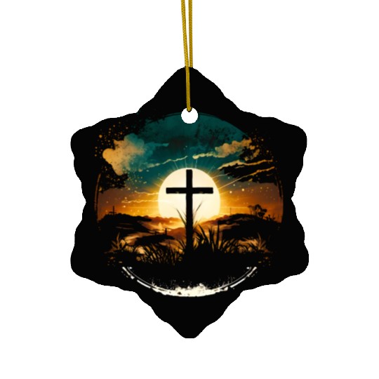 Jesus Cross Painting Ceramic Ornaments