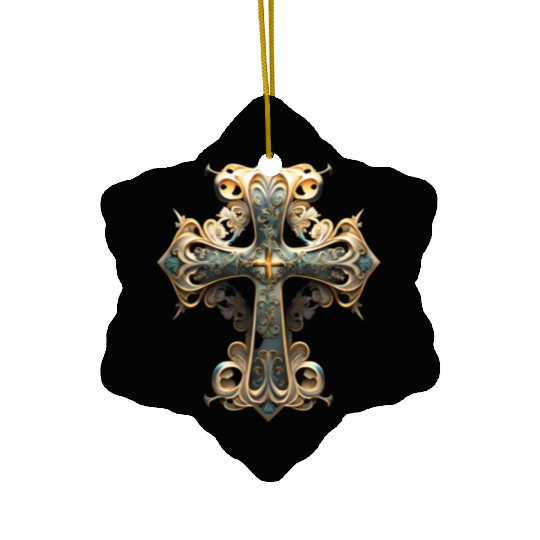 Jesus Cross Painting Ceramic Ornaments