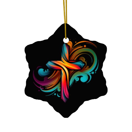 Jesus Cross Painting Ceramic Ornaments