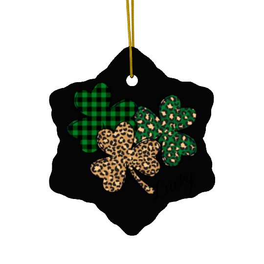 Lucky Leopard Shamrock St Patric Day Ceramic Ornaments