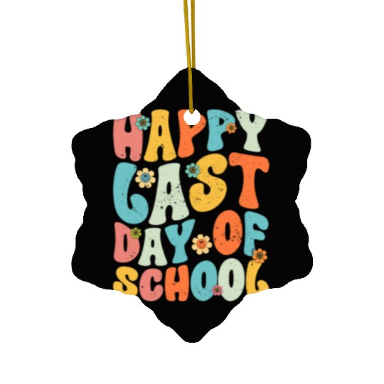 Groovy Happy Last Day of School Teacher Student Ceramic Ornaments