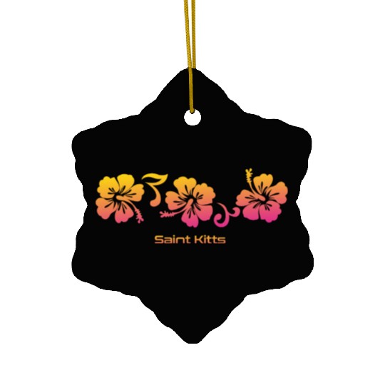 Saint Kitts Hibiscus Souvenir Vacation Ceramic Ornaments