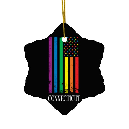 Connecticut Pride Month Pride Flag LGBT Community Ceramic Ornaments