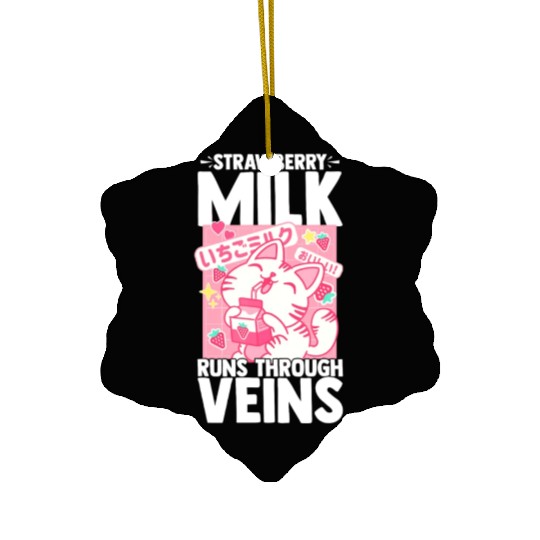 Strawberry Milk Shake Korean Vegan Japanese Drink Ceramic Ornaments