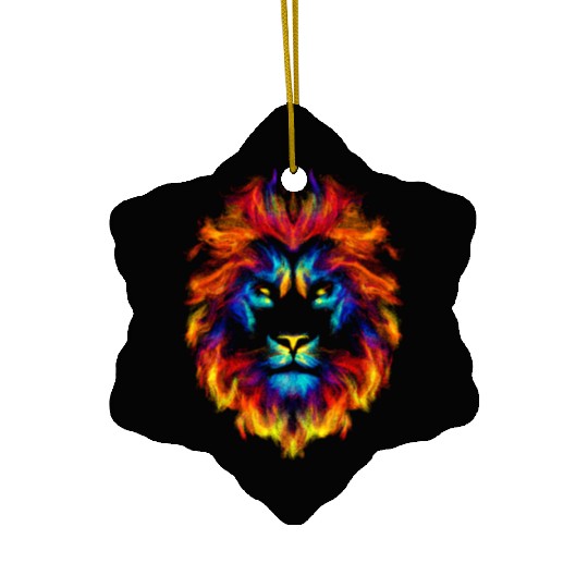 Head of a lion multi colored fire lion head leo Ceramic Ornaments