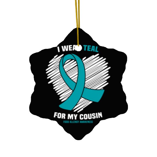 I Wear Teal For My Cousin Food Allergy Awareness Ceramic Ornaments