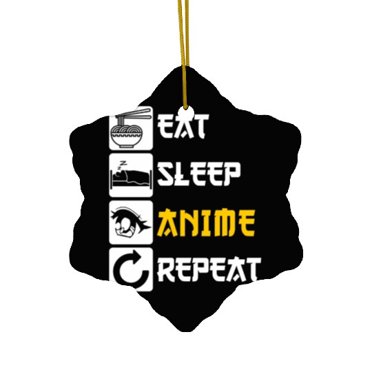 Eat Sleep Anime Repeat Manga Japan Saying Cosplay Ceramic Ornaments