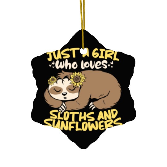 Sloth Cute Sloth Sunflower Ceramic Ornaments