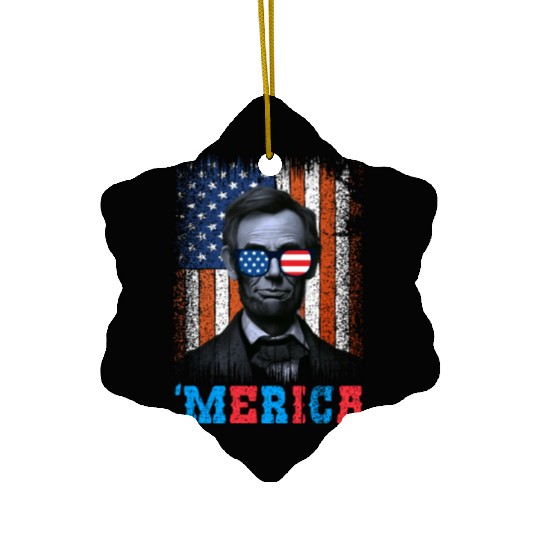 Merica Lincoln Independence Day Party 4th July Ceramic Ornaments