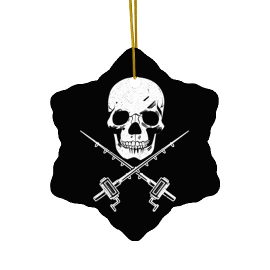 ull And Fishing Rod Pirate Flag Ceramic Ornaments