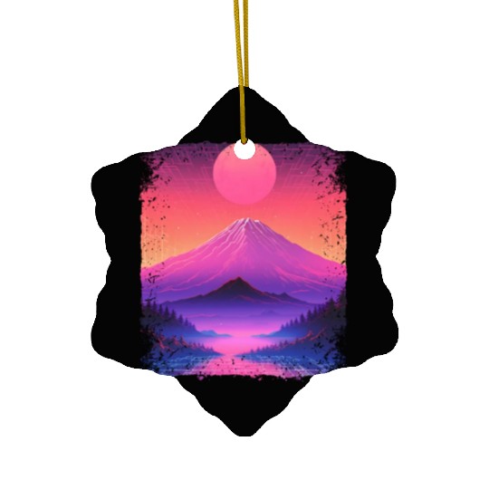 Mount Fuji Aesthetic Japan Sight Vaporwave Volcano Ceramic Ornaments