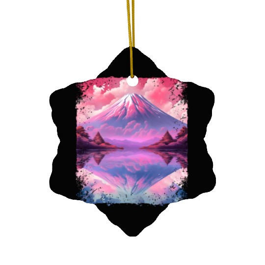 Aesthetic Vaporwave Volcano Japan Sight Mount Fuji Ceramic Ornaments