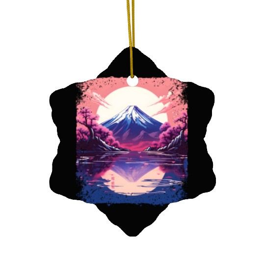 Vaporwave Aesthetic Japan Sight Mount Fuji Volcano Ceramic Ornaments