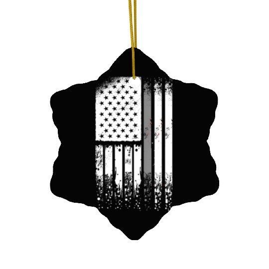 Correctional Officer - Us Flag Thin Silver Line Ceramic Ornaments