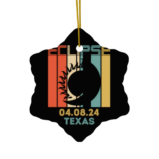America Total Solar Eclipse 040824 Texas 2024 Ceramic Ornaments