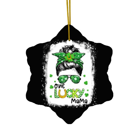 One Lucky Mama St Patric Day Mom Mother Shamrock Ceramic Ornaments