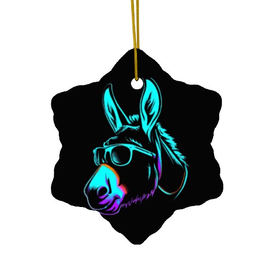 Donkey Stamp Neon Retro Colorful Ceramic Ornaments