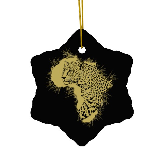 Leopard in a Thorny Africa Ceramic Ornaments