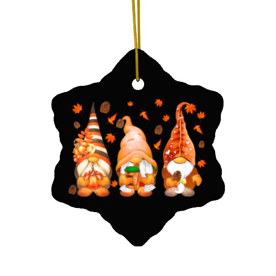 It's Fall Y'all Cute Gnomes Pumpkin Autumn Fall Ceramic Ornaments