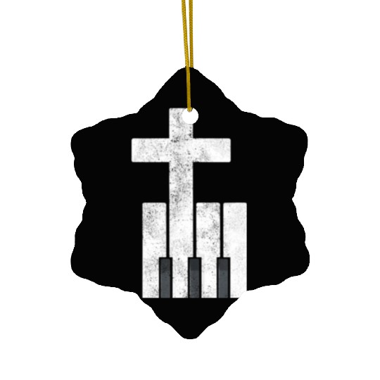 Piano Cross Christian Pianis Ceramic Ornaments