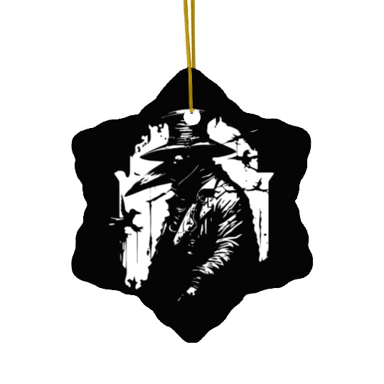 black and white doctor plague horror style Ceramic Ornaments