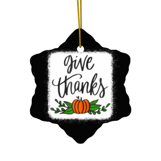 Give Thanks Pumpkin Harvest Fall Autumn Ceramic Ornaments