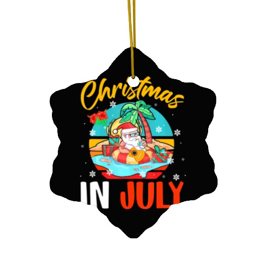 Christmas In July Hawaiian Santa Relaxing On Ceramic Ornaments