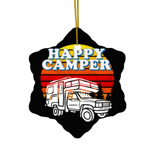 Happy Camper Funny Camping Lover Ceramic Ornaments