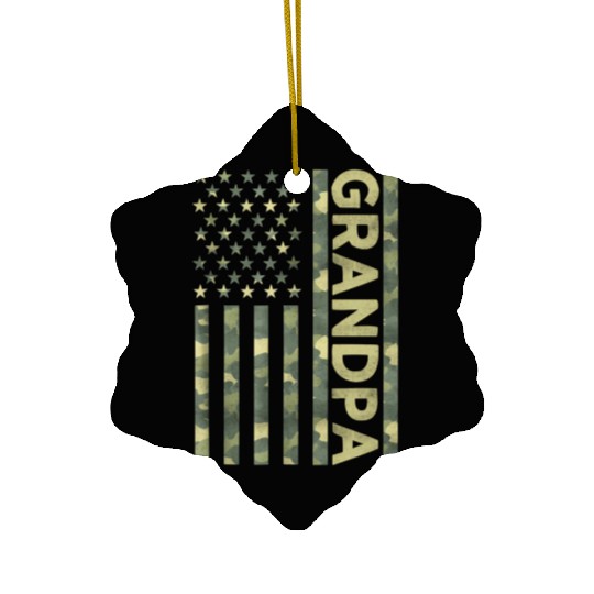 Proud Grandpa Camouflage American Us Flag Camo Ceramic Ornaments