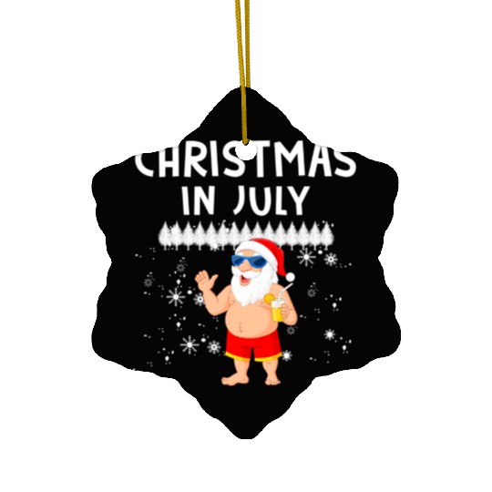 Funny Santa Christmas In July Summer Xmas Gif Ceramic Ornaments