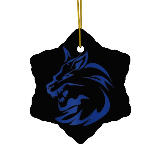 lightning lone wolf design raglan baseball Ceramic Ornaments Tan