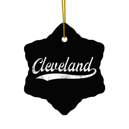 Vintage Cleveland Ohio Distressed Ceramic Ornaments