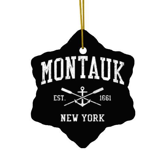 Montauk Ny Crossed Oars Boat Anchor Sports Ceramic Ornaments