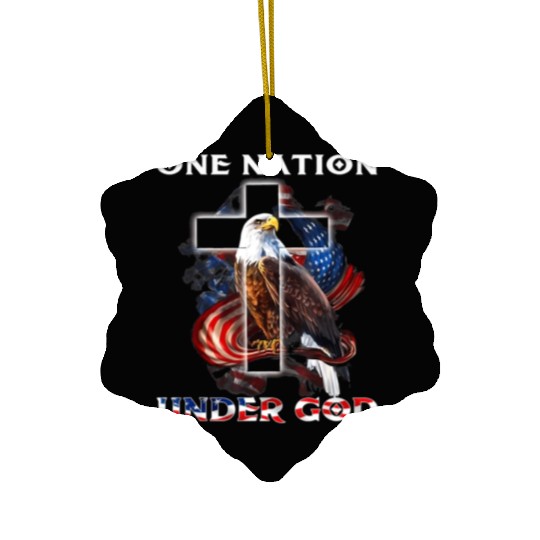 One Nation Under God Jesus Usa Cross Bald Eagle Ceramic Ornaments